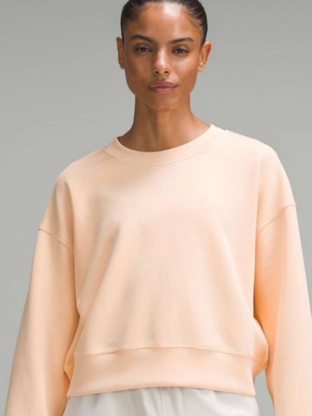 Lululemon Perfectly Oversized Orange Peach Softstreme Cropped Crew Sweatshirt 12